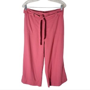 Soundstyle pull on linen blend crop straight leg women's pants size medium